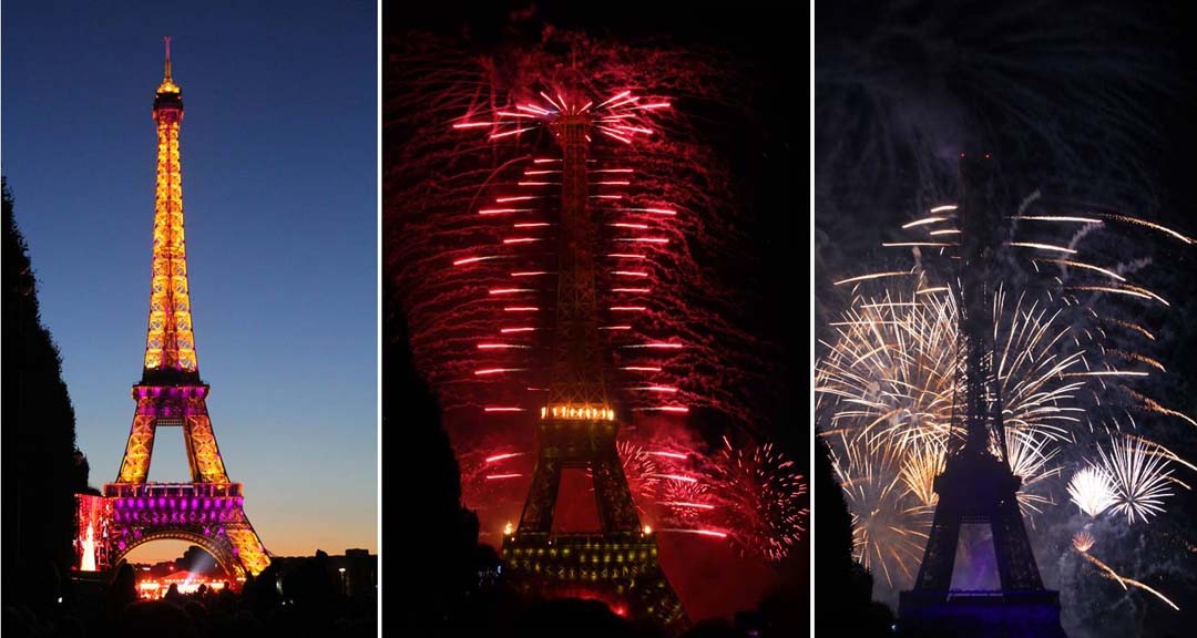 Tour Eiffel et feu d'artifice du 14 juillet